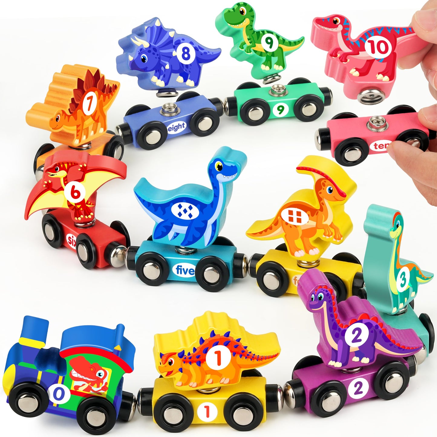 Vanmor Magnetic Number Train Toy – Montessori Wooden Learning Set for Toddlers 3–5, Fun Dinosaur Train & Number Matching, Educational Kids Toys, Great Gift for Boys & Girls Who Love Trains