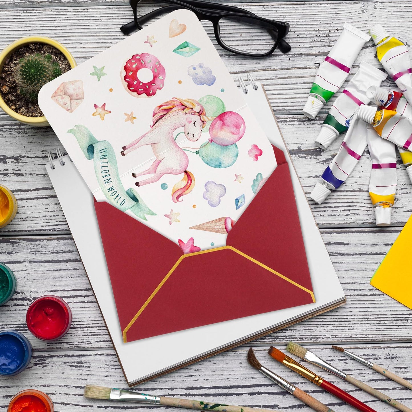 Sabary 100 Pcs Blank Watercolor Cards with Envelopes Set 140lb/300 Gsm Cotton Heavyweight Foldable Greeting Paper Card for Christmas Painting Invitation Note Birthday Wedding(Red and Green,4 x 6 Inch)