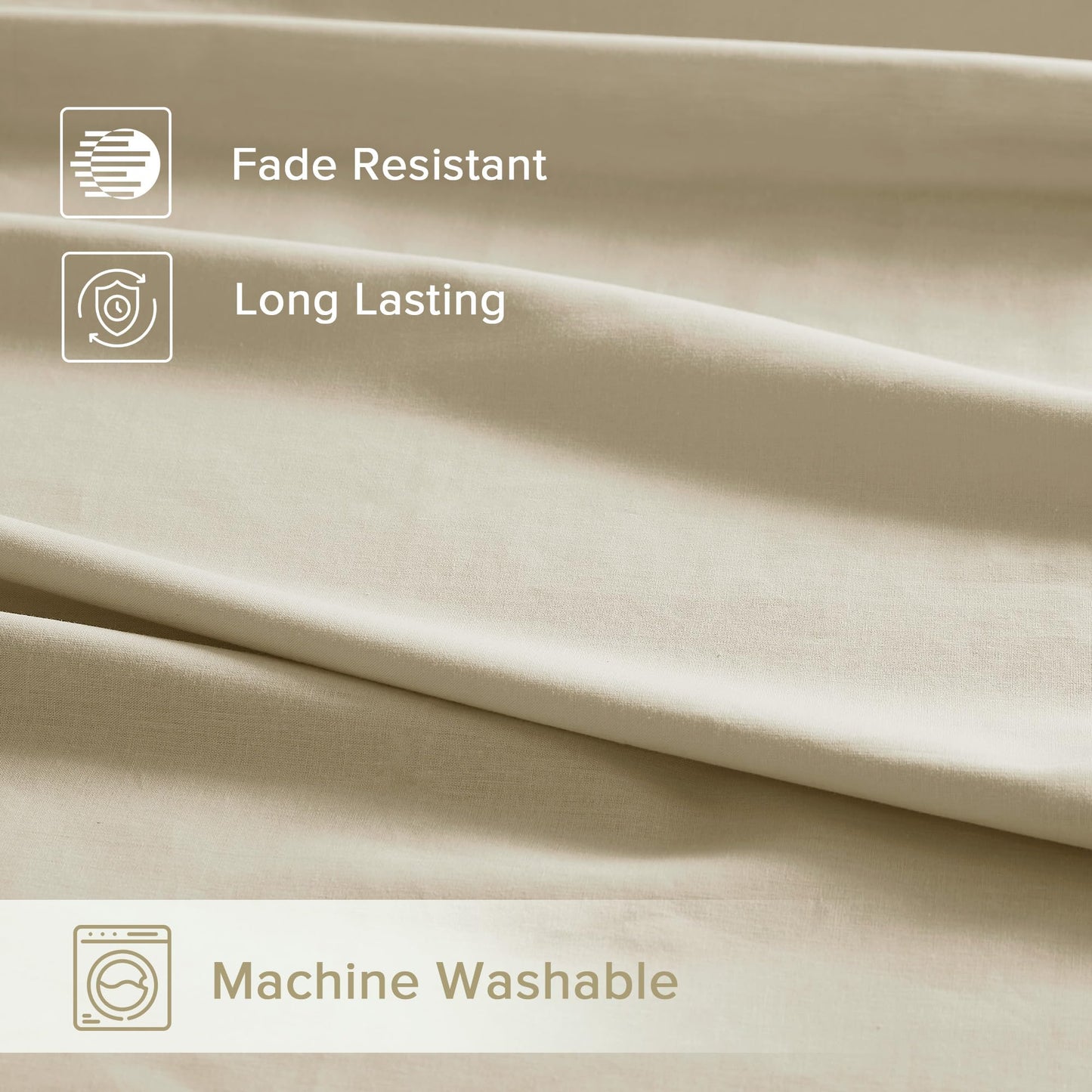 Comfort Spaces 100% Cotton Sheets Queen, Breathable & Ultra Soft Cotton Sheets, Naturally Cool Cotton Bed Sheets with 14" Elastic Pocket Fits up to 16" Mattress, All Seasons Sheet Set, Cream 4 Piece