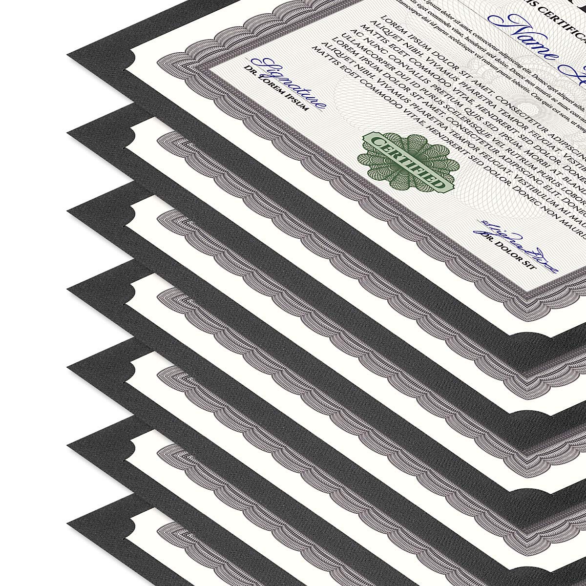 Plain Black Certificate Holders - Pack of 50, Linen Cover 80 lb. Stock, Single-Sided, Die-Cut Corners, for Office, Business Awards, Graduation, School Diploma Holder, 9-1/2" x 12" (Set of 50)