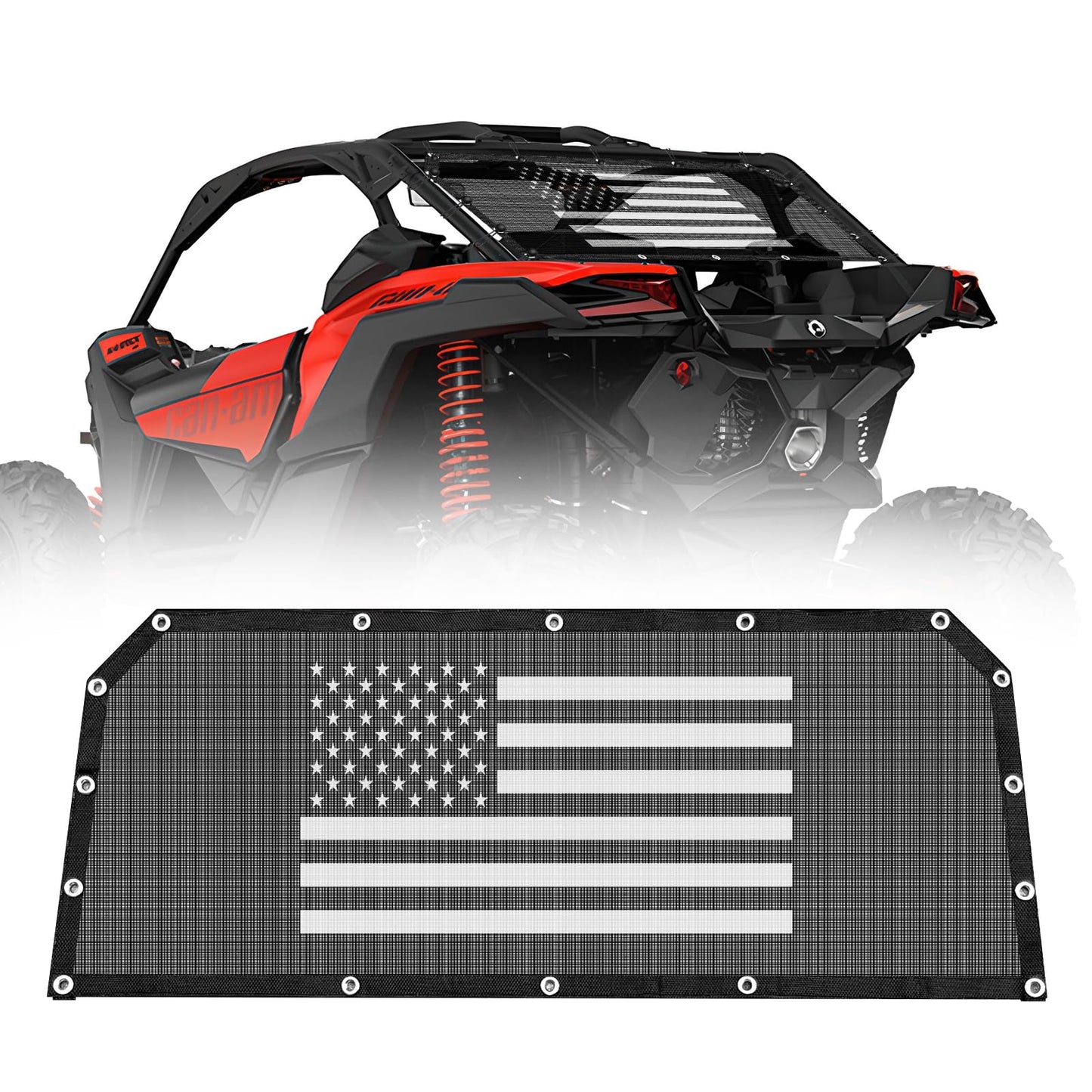 Rear Window Net for 2020-2025 Polaris RZR PRO XP 4/Pro R/Turbo R,Soft Mesh Windshield Shield with USA Flag Design,Airflow Protection Against Dust & Debris,Durable PVC Material