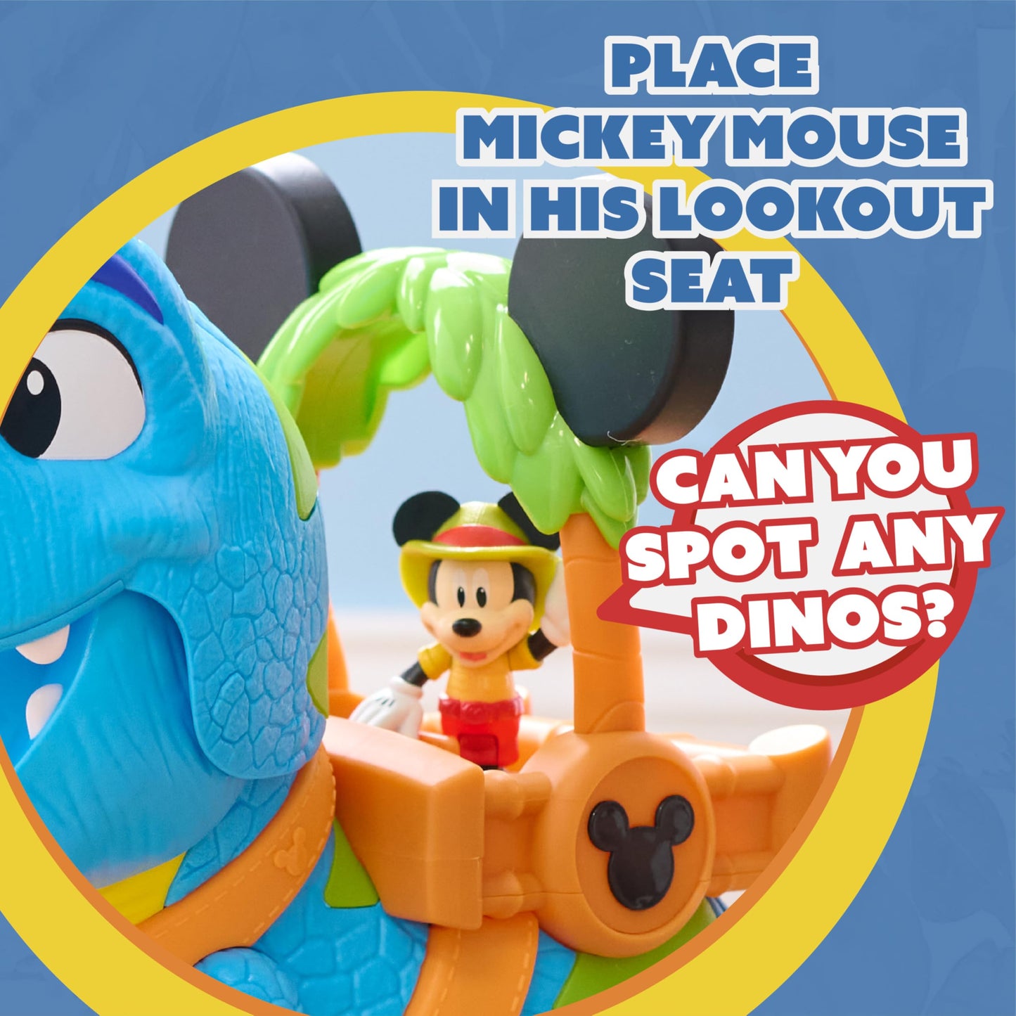 Disney Junior Mickey Mouse Roarin' Safari Dino, 4-Piece Figures and Playset, Dinosaur