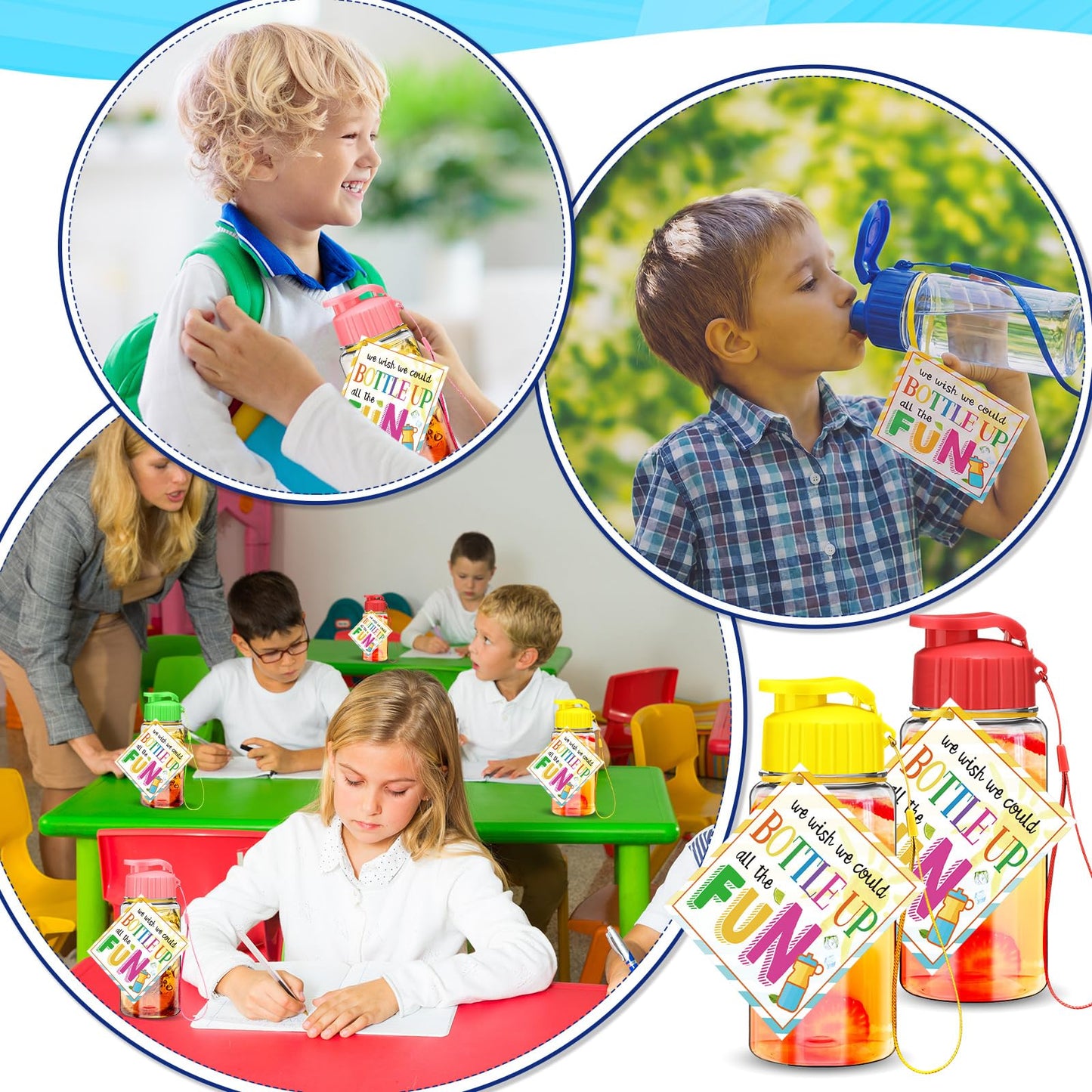 Sunnychicc 24 Set Water Bottles Bulk with Straws 12 oz End of the Year Gifts for Students Kindergarten Sports Water Bottle Summer Graduation Student Gifts from Teacher for School Classroom Party
