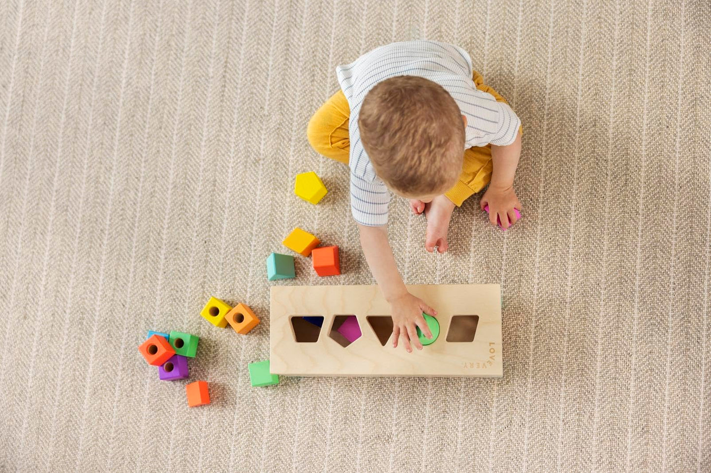 The Block Set by Lovevery – Solid Wood Blocks and Shapes + Wood Storage Box, 70 Pieces, 18 Colors, 20+ Activities