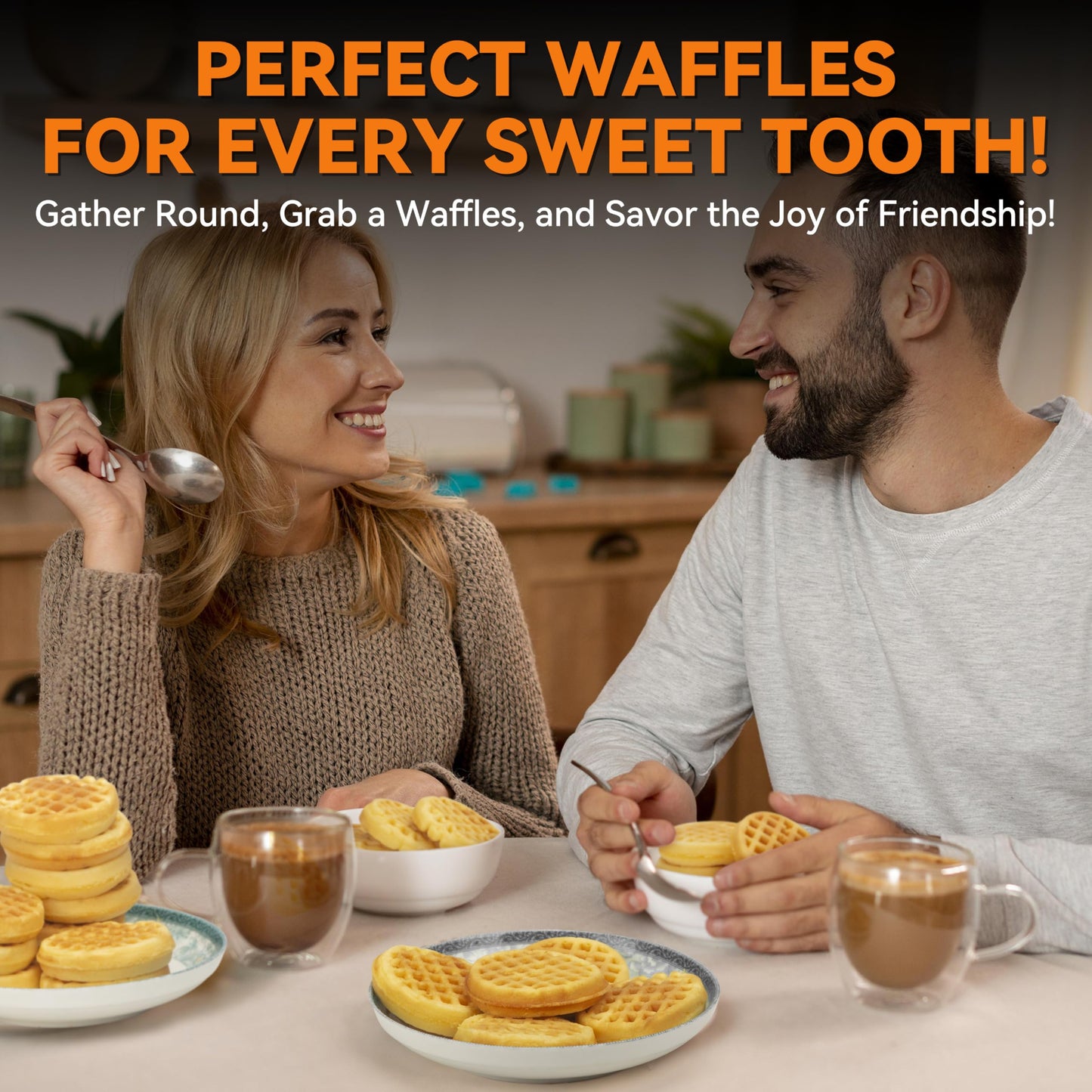 Baker's Friend Multi Mini Waffle Maker Machine, 6 x 3'' Small Waffle Iron, Perfect for Families and Individuals Use, Excellent Choice for Breakfast Brunch Parties & Events, Graphite
