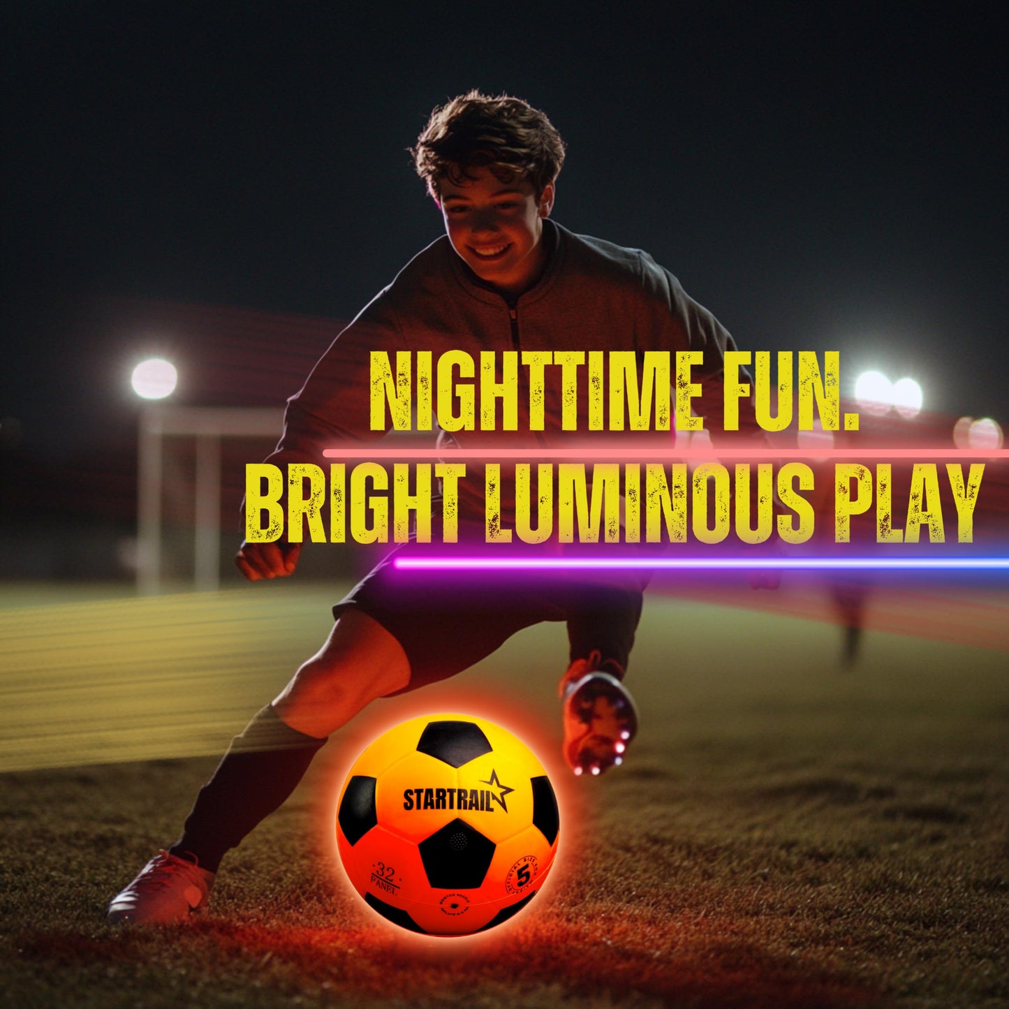 Light Up Soccer Ball, Glow in the Dark Ball NO 5, Soccer Gifts for Boys 8-12, 12-14 Year Old, Kids & Teens Gift Ideas, Sports Toys for Boy & Girl Ages 8 9 10 11 12 13 14 15, Glowing Outdoor Activity