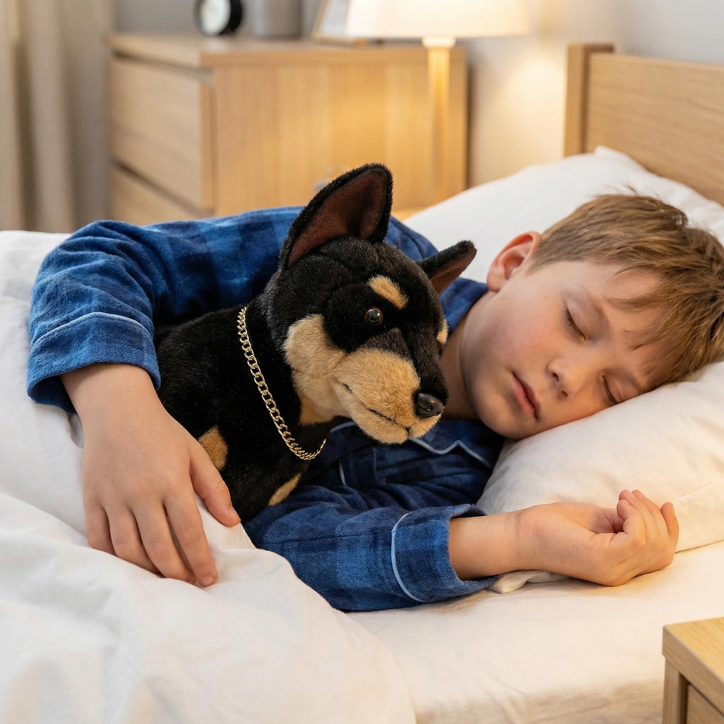 Double Bread Realistic Doberman Dog Plush Toy - Simulation 12" Standing Doberman Noble Pet Dog Stuffed Animal Puppy Model Toy, Unique Plush Gift Collection for Kids Birthday, Home Decor