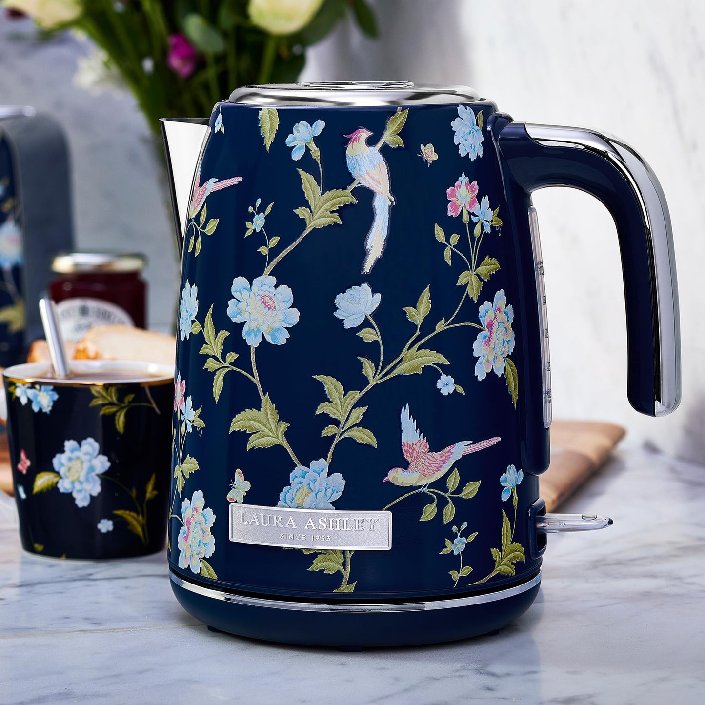 Laura Ashley Stainless Steel Electric Kettle 1.7 Liter - 1500W Rapid Boil Electric Kettles for Boiling Water - Electric Tea Kettles Automatic Shut Off - Overheat & Boil Dry Protection Jug Kettle