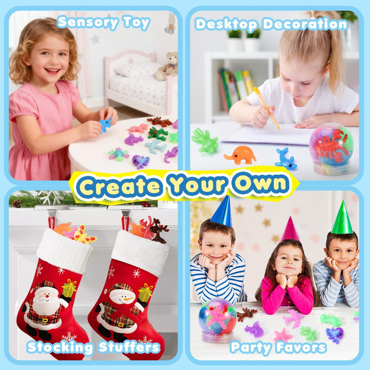 Magic Water Elf Toy Kit, Water Gel Kit Pets, 20 Gels & 24 Molds, Make Your Own Squishies Sensory Toys for Kids, DIY Craft Kits, Christmas Stocking Stuffers, 4 5 6 7 8 9 10 Year Old Boy Girl Gifts