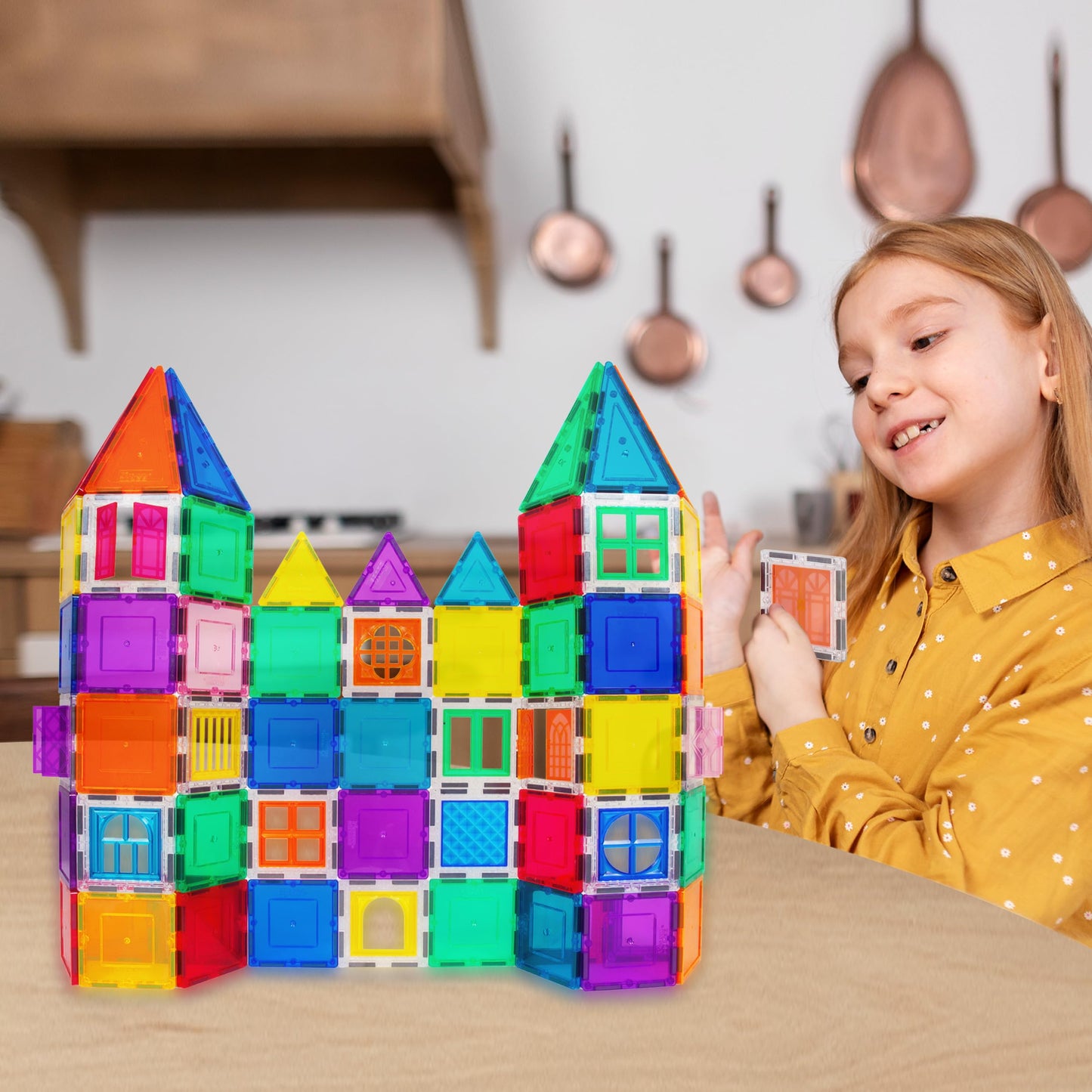 PicassoTiles Magnetic Tiles Toddler Toys Magnetic Building Blocks for Kids 61 Piece STEM Educational Toys for Girls & Boys Ages 3-12 Play for Preschool Learning Stocking Stuffer