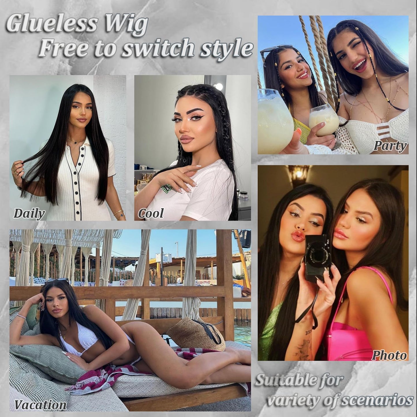 Glueless Wigs Human Hair Pre Plucked Pre Cut 6x4 Straight Lace Front Wigs Human Hair 30 Inch Hd Lace Front Closure Wigs for Women 180% Density Wear and Go Glueless Wig Ready to Wear Natural Black
