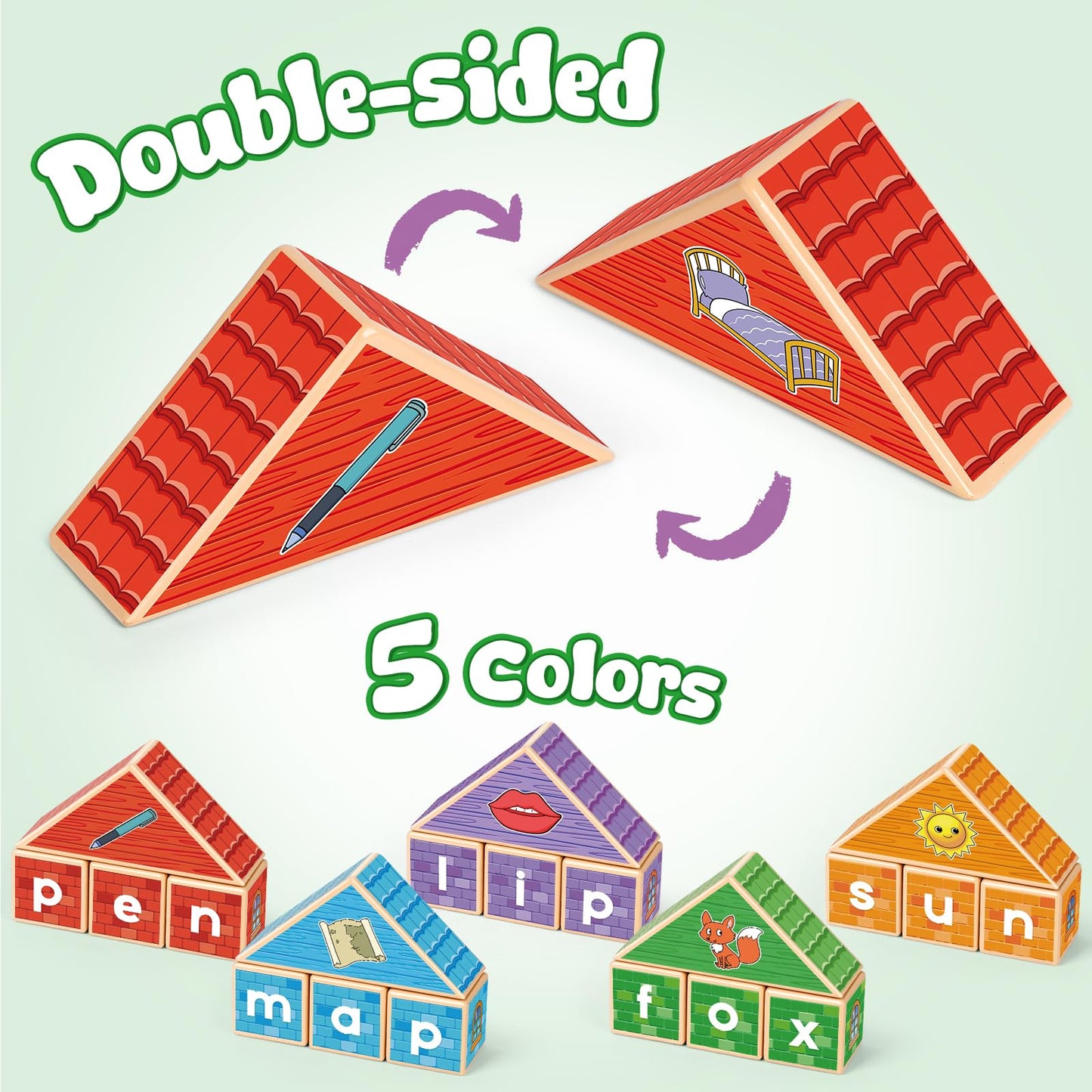 Kasfalci CVC Word Games,Phonics Games for Kids Toddlers,Speech Therapy Toys,Wooden Alphabet Letter Blocks,Site Words,Learn to Read Reading Learning Spelling Games for Preschool Kindergarten Classroom