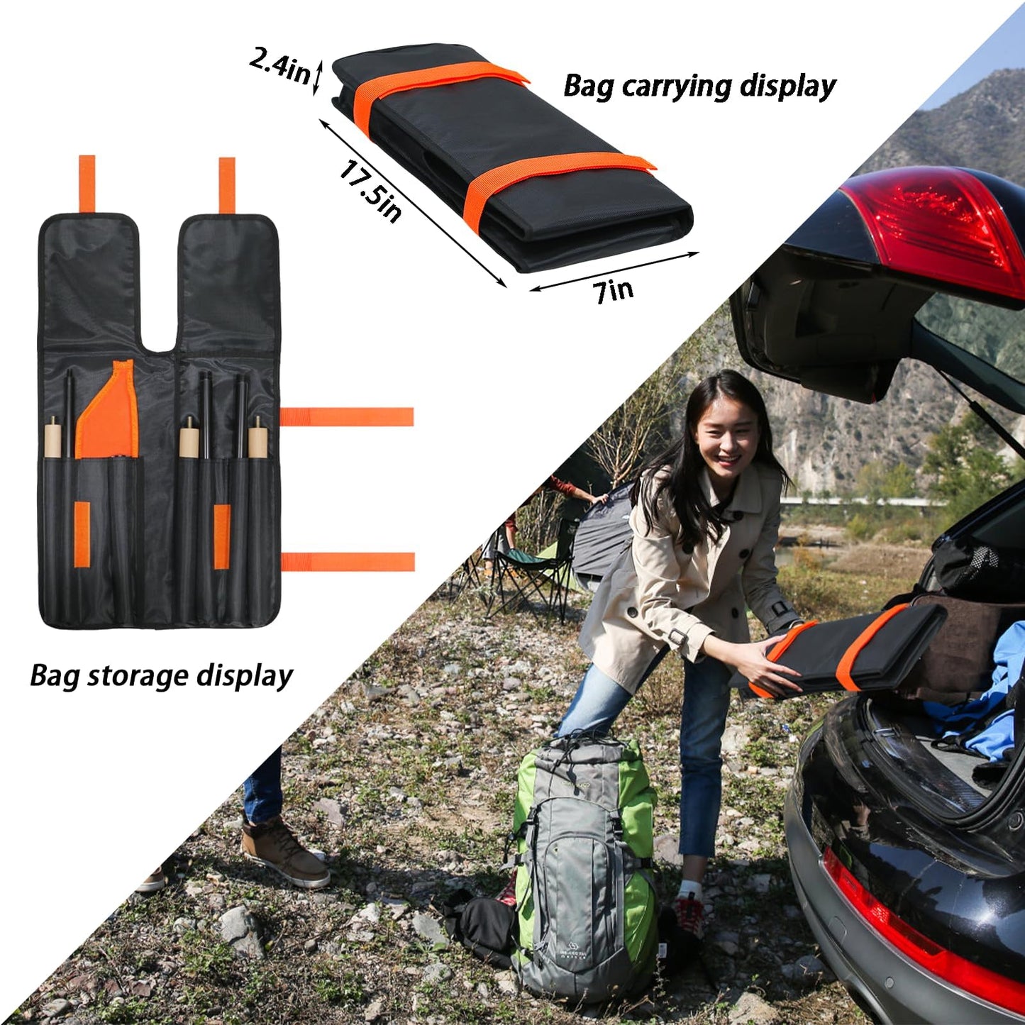 USENIOR 42" Fire Tongs Firewood Log Grabbers and Fire Poker Set, Portable Detachable Heavy Duty Large Fire Tongs Fire Poker Tools Set for Fire Pit, Fireplace, Camping, Bonfires Outdoor/Indoor