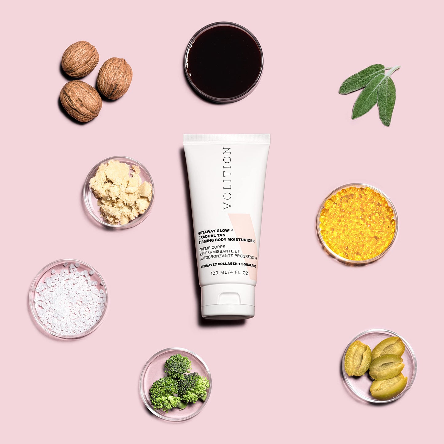 Volition Beauty Getaway Glow Gradual Tan Firming Body Moisturizer with Vegan Collagen + Squalane | Skin Smoothing Cream, Stretchmark Treatment & Sunless Tanning Lotion | Quick Drying Formula