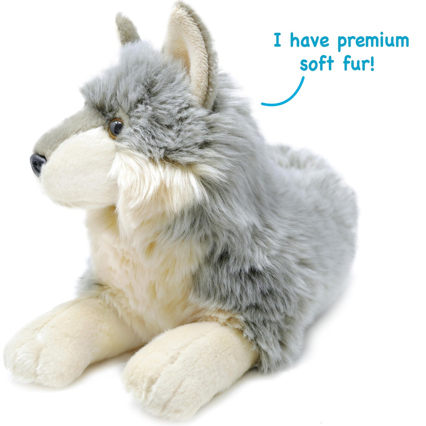 VIAHART Whitaker The Wolf - 14 Inch Stuffed Animal Plush Dog - by TigerHart Toys