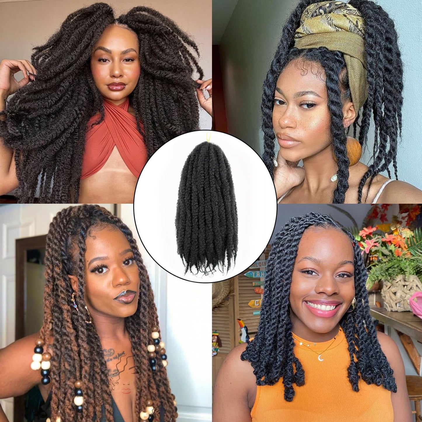Vustbeauty Marley Twist Braiding Hair 30 Inch Marley Twist Hair Long Cuban Twist Hair 8 Packs Afro Kinky Curly Twist Crochet Hair Synthetic Marley Hair Extensions (30 Inch 8packs, 1B)