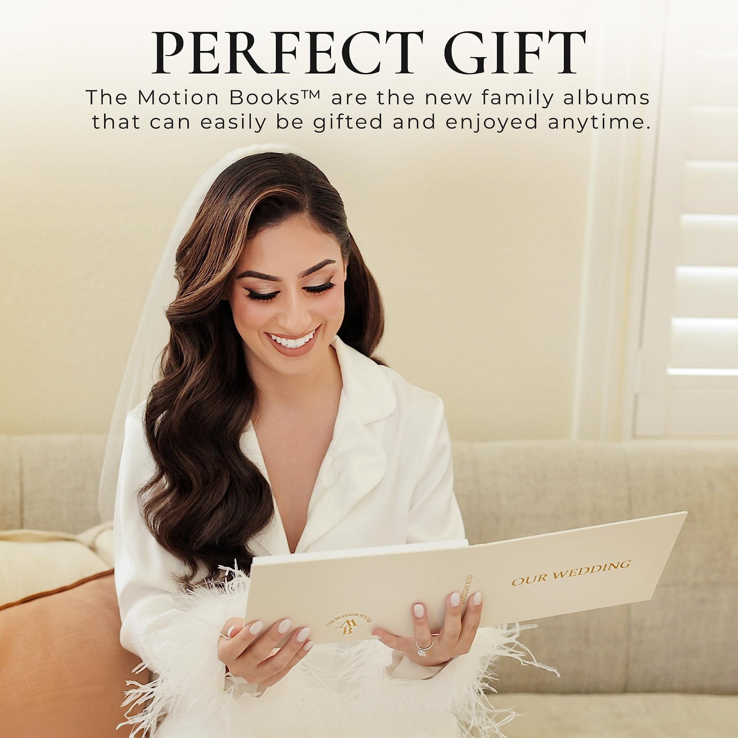 The Motion Books (ALWAYS & FOREVER - BLACK FOIL) | Luxury Linen Bound Video Book | Black foil letter stamping | Up to 3 hours of video, 7” IPS Display, 4GB of memory & Rechargeable Battery