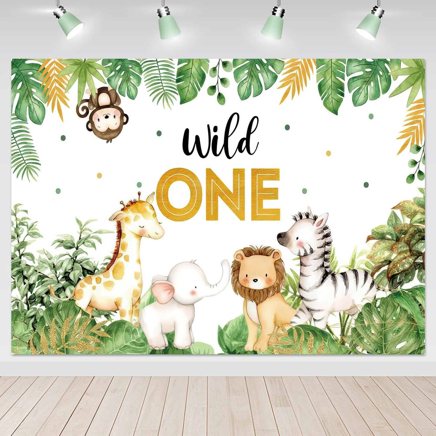 Wild One Birthday Decorations,Jungle Safari Animal Theme First Birthday Decorations Baby Shower Party Supplies for Boy Girl Photo Banner, Balloon Box, Balloons Garland, High Chair Banner, Backdrop