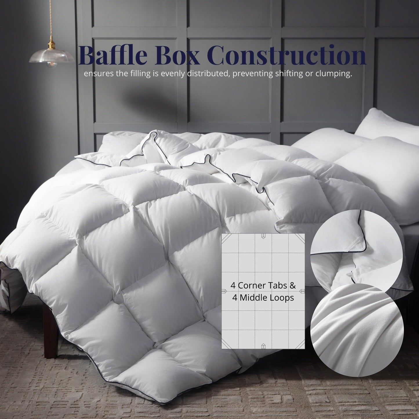 Ubauba King Size Down Duvet Insert - All Season Cool Touch for Hot Sleepers, Premium 100% Cotton Shell Hotel Quality, White 106 x 90 Inch