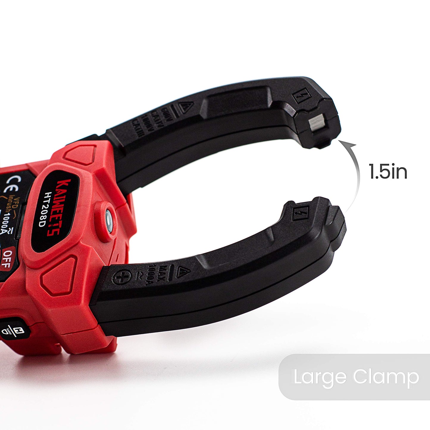 KAIWEETS HT208D Inrush Clamp Meter 1000A True RMS AC/DC Current Amp Meter, VFD, LOZ Mode, 6000 Counts, Measures Current Voltage Temperature Capacitance Resistance Diodes Continuity Duty-Cycle