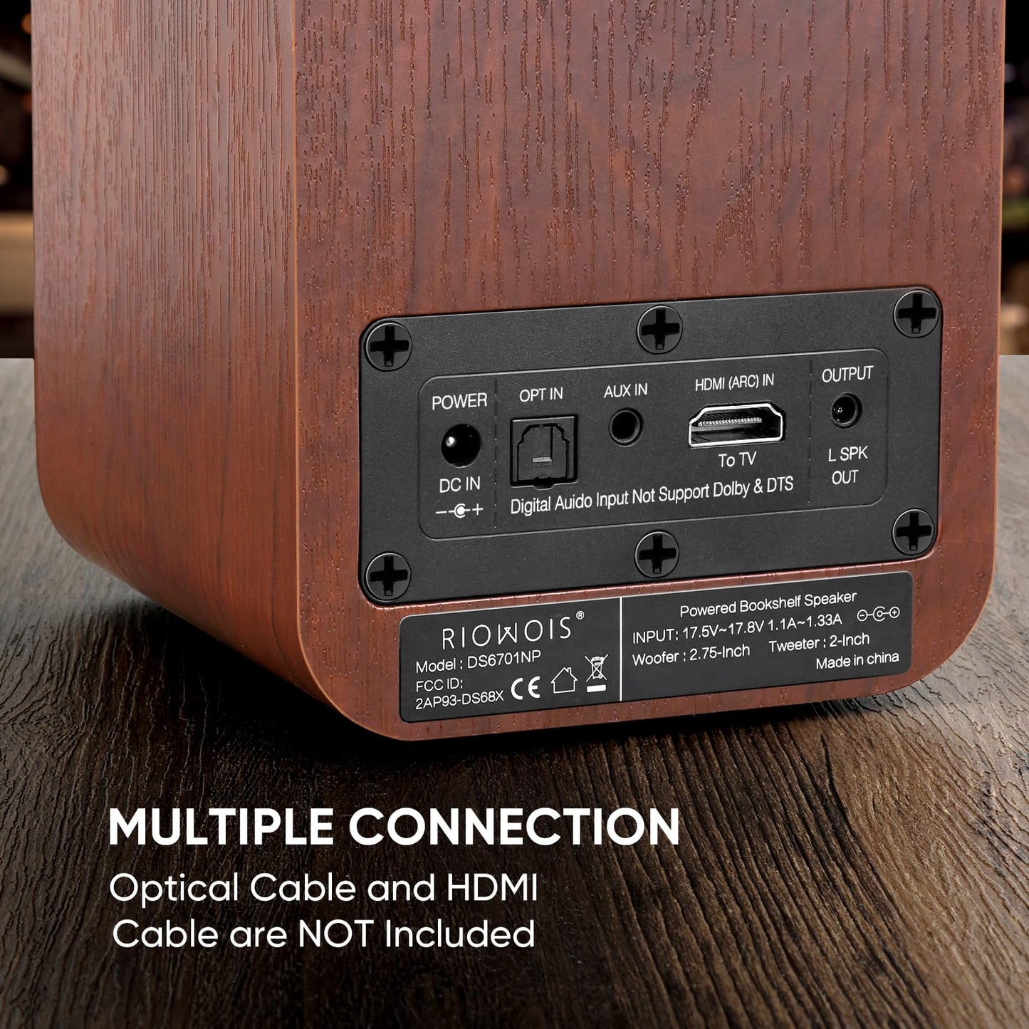 RIOWOIS Powered Bluetooth Bookshelf Speakers, 40W Record Player Speakers with 2.75 Inch Woofer, Stereo Speakers with Optical/AUX/TV-ARC Connection for Turntable, PC and TV.