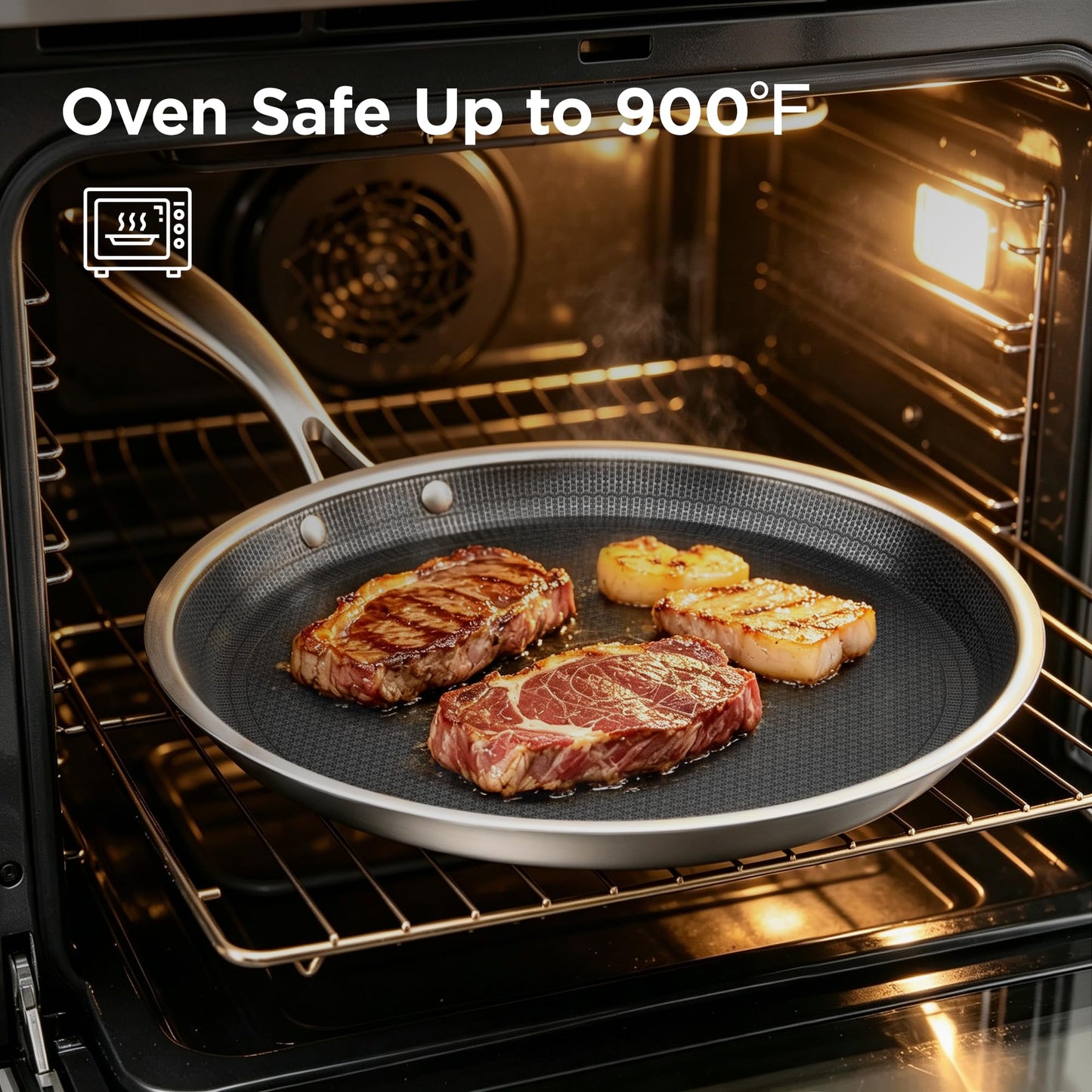 COOKER KING 11" Round Griddle Pan, 3-Ply Hybrid Stainless Steel Crepe Pan with Stay-Cool Handle, Non Stick & Non Toxic for Pancake, Eggs, All Stovetop & Induction Compatible, Oven & Dishwasher Safe
