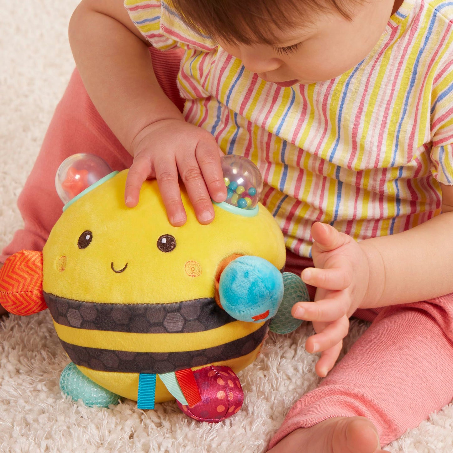 B. toys – Sensory Plush Bumble Bee with Fun Features, Interactive Play, Bumps, Colors, Textures & Sounds, Toys for Infants, Babies – 0+ Months