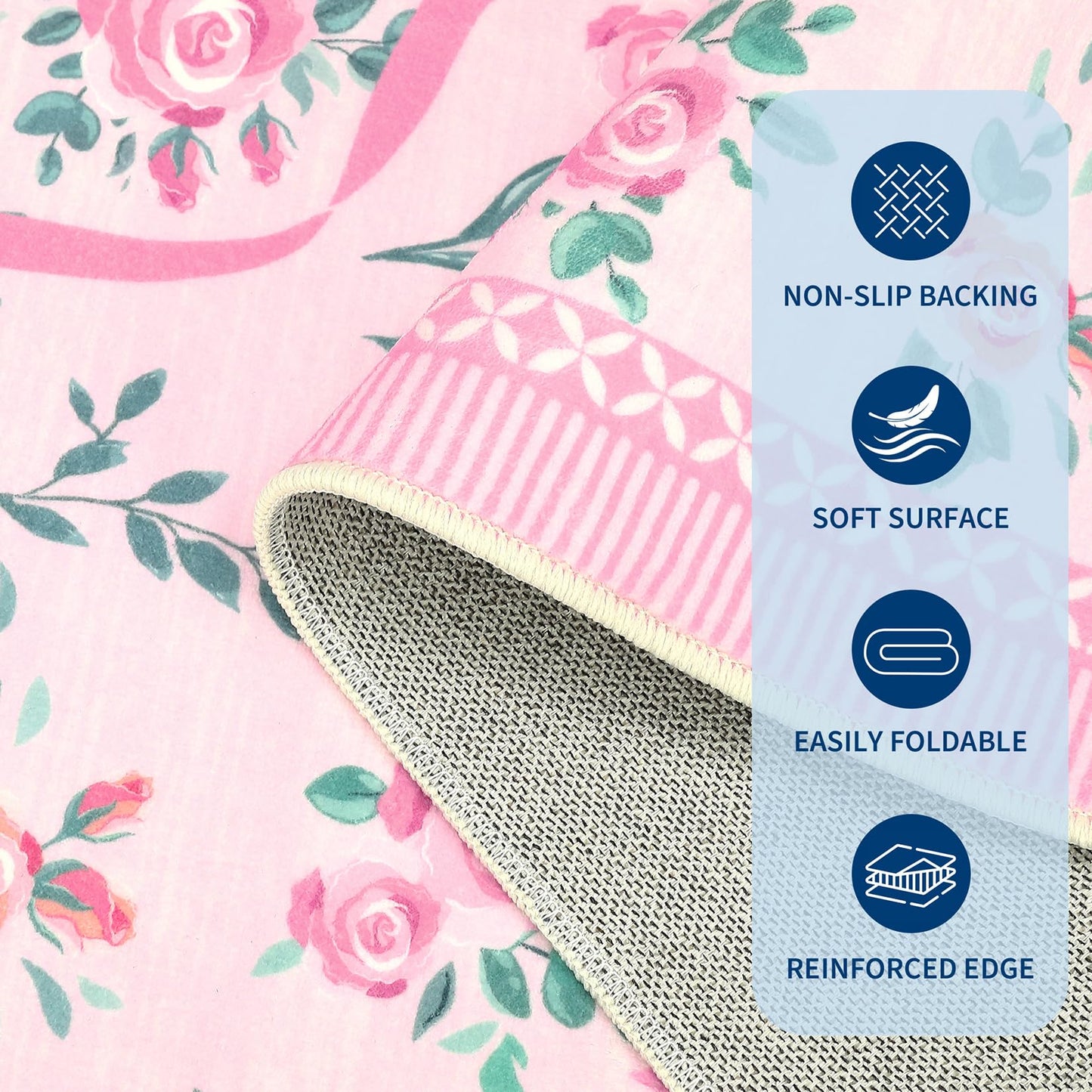 GarveeHome Coquette Pink Bow Rugs for Bedroom Girls, 5x7 Area Rugs for Living Room with Soft Low Pile, Non Slip Floral Washable Rug 5x7 for Nursery Kids Playroom Dining Room College Dorm Girl Rug