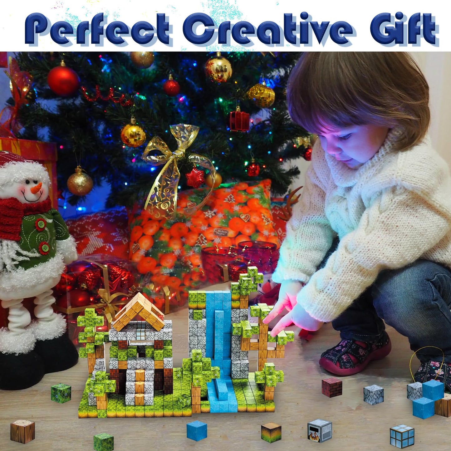 Magnetic Blocks-Build Mine Magnet World Sets,106Pcs Magnetic Tiles for Boys Girls Age 3-5 4-8 ,2.5CM Montessori Sensory Fidget Cubes Construction Toys for Kids 5-7,Kids Games Gift for 6-12 Years Old