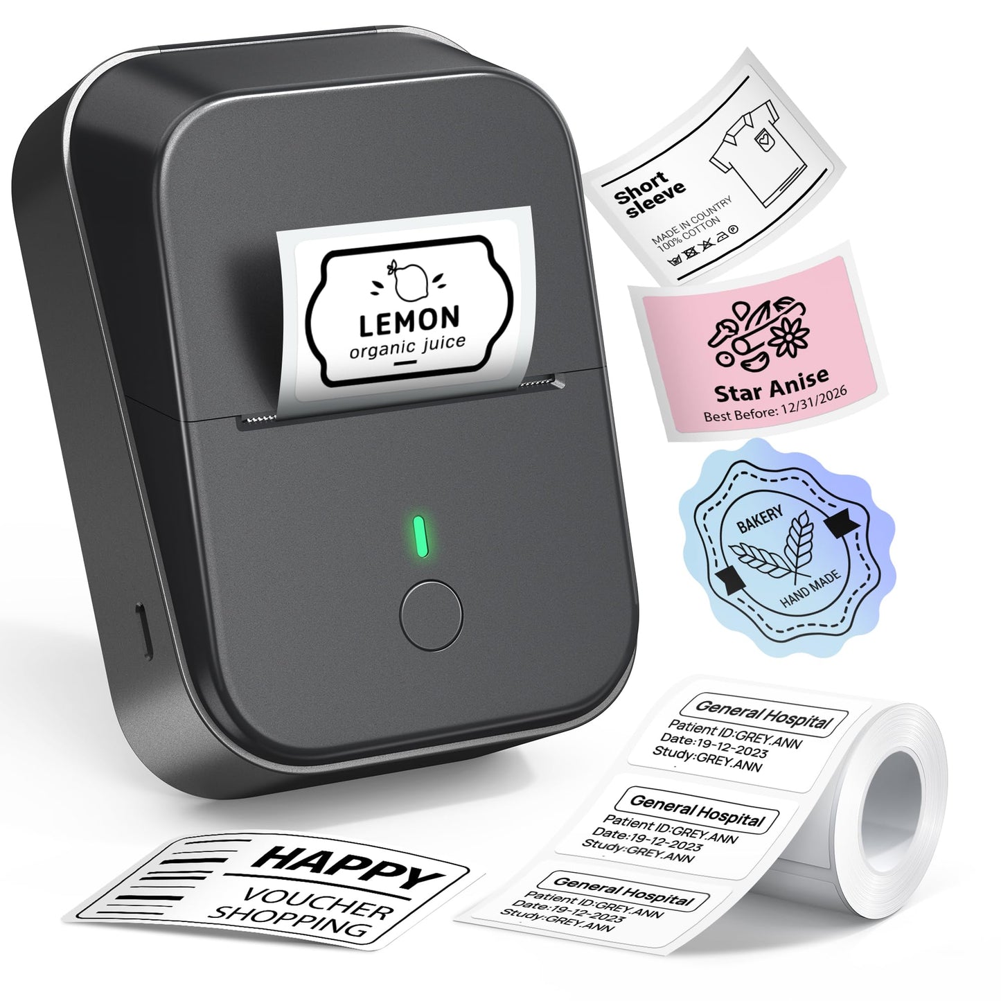 ETIKEZ PM260 Label Maker Machine with Tape, 2 Inch Label Tape Maker Bluetooth Label Printer, Inkless Portable Label Maker with Smart AI APP for Home,Kitchen,School,Office,Organization,Black,1 Pack