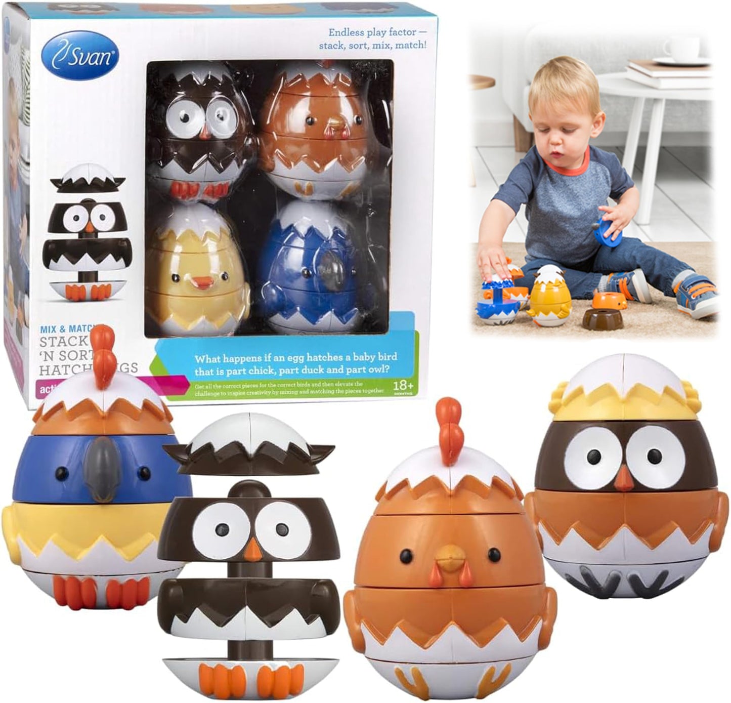 Svan Stacking and Sorting Eggs by (Mix-n-Match)