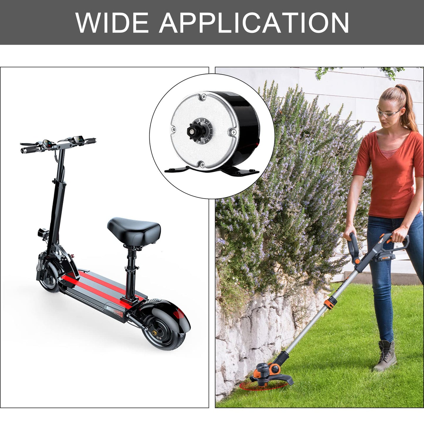 Vevitts Small Brushed Permanent Magnet Electric Motor for E Scooter Drive Speed Control 24V 350W 3000RPM