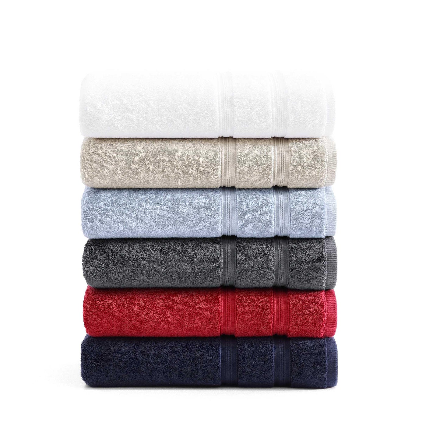 Tommy Hilfiger - Bath Towels, Ultra-Soft & Quick Drying with Zero Twist, 600 GSM Bathroom Towels with Iconic Flag Accent (Harborside Solid Navy, 6 Piece)