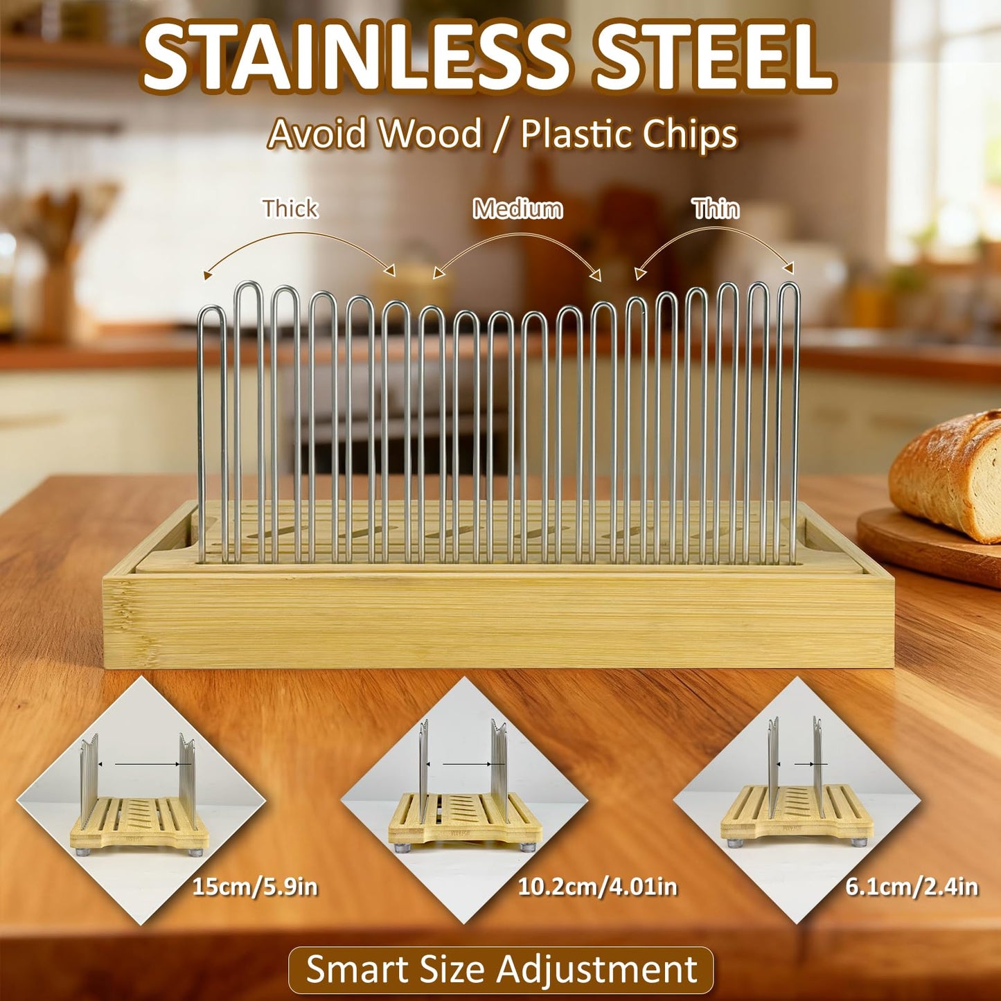 Forest Manor Bamboo Bread Slicer for Homemade Bread