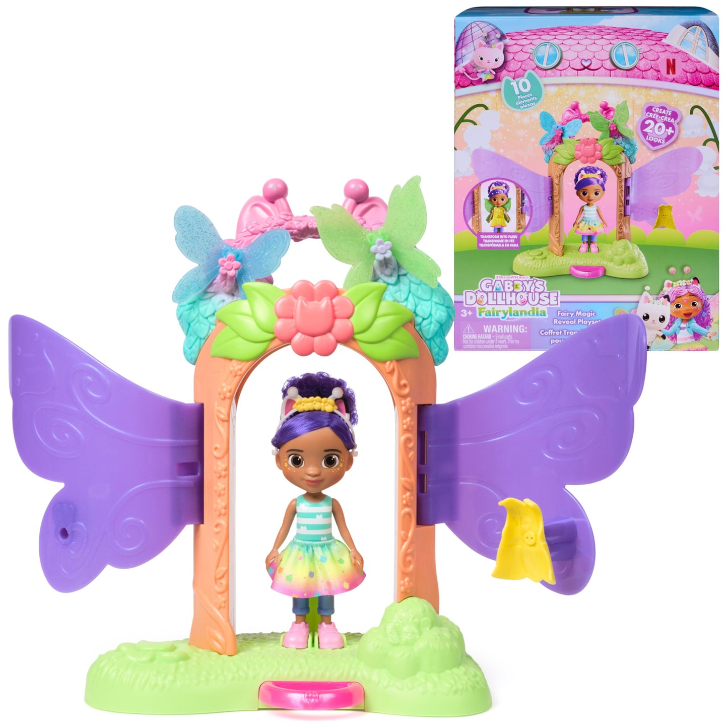 Gabby's Dollhouse Fairylandia, Fairy Magic Reveal Playset with Transforming Feature and Dollhouse Accessories, Kids Toys for Girls & Boys Ages 3 and Up