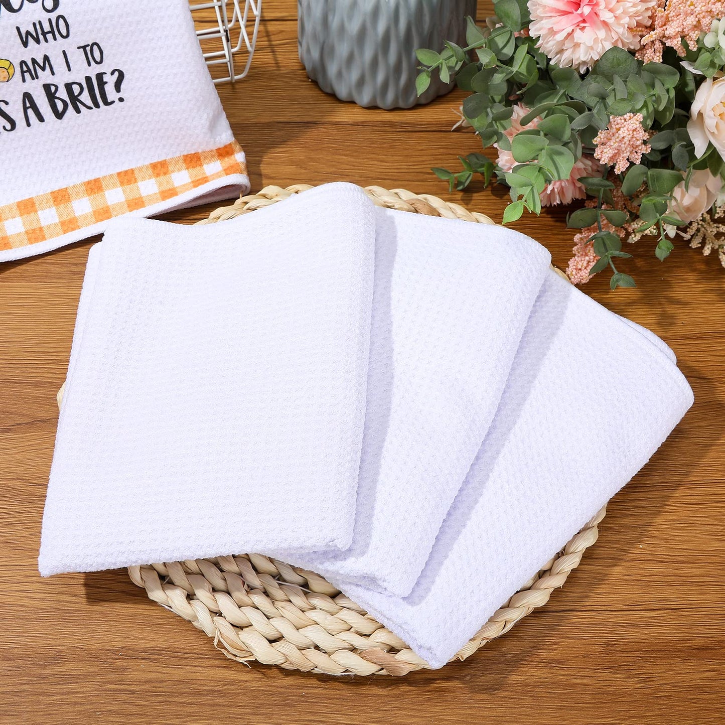 Breling Sublimation Kitchen Towel Blanks 16 x 24Inch, Microfiber Waffle Weave Sublimation Tea Towels Fast Drying Absorbent for Home Kitchen Gifts(24 Pieces)