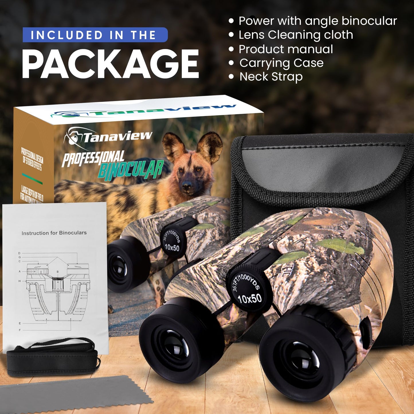 10x50 Compact Binoculars for Adults - Long Distance, High Powered Binoculars with Travel Case - Lightweight, Large Eyepiece, Water & Fog Proof - Hunting, Bird Watching, Cruise