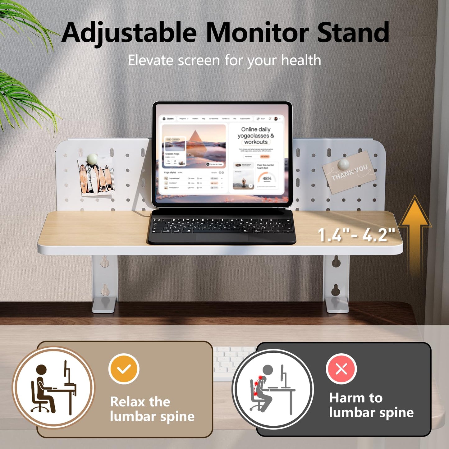 JYLH JOYSEEKER 3 in 1 Clamp-on 22"×7.5" Desk Extender, Heavy-Duty Side/Top Desk Organizer Shelf, Adjustable Desktop Storage for Office Accessories, Monitor and Laptop Riser, Pegboard Included
