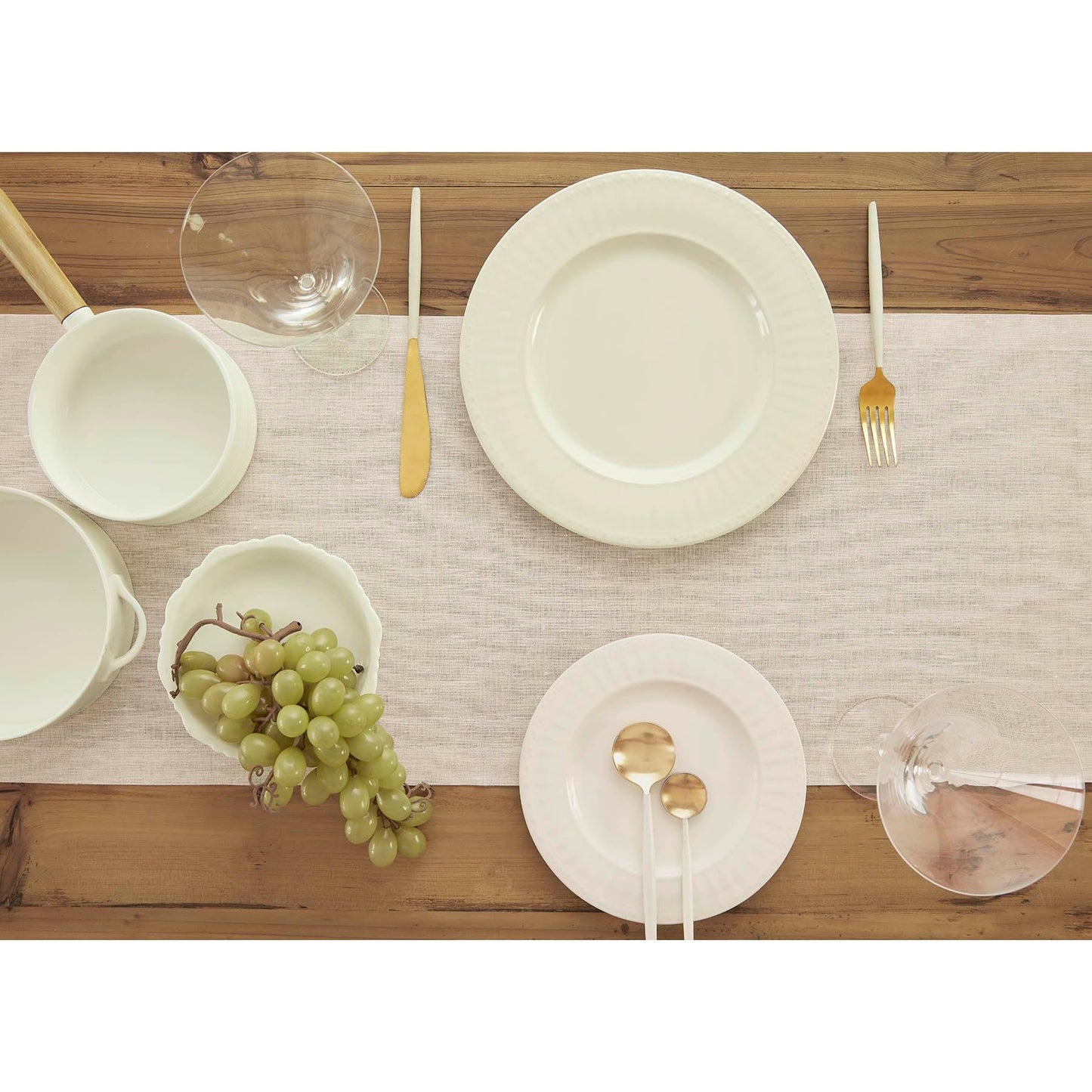 Solino Home Linen Table Runner 108 Inches Long - Athena, 100% Pure Linen Light Natural 14 x 108 Inch Table Runner for Dining, Fall, Autumn, Thanksgiving, Holiday