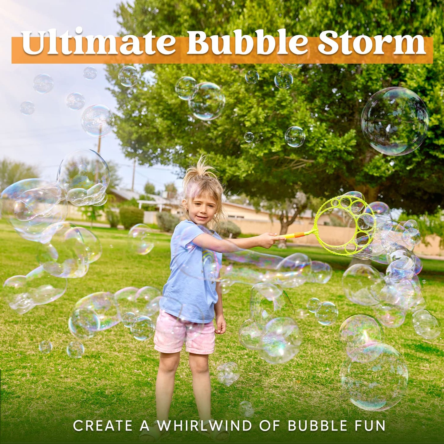 JOYIN Big Bubble Wands Set, 18 Pcs Giant Bubble Maker with Tray, 12" Large Bubble Wands Bulk for Kids Summer Outdoor Activity Party Favors, 6 Pcs Bubble Solution Suitable for All Age People