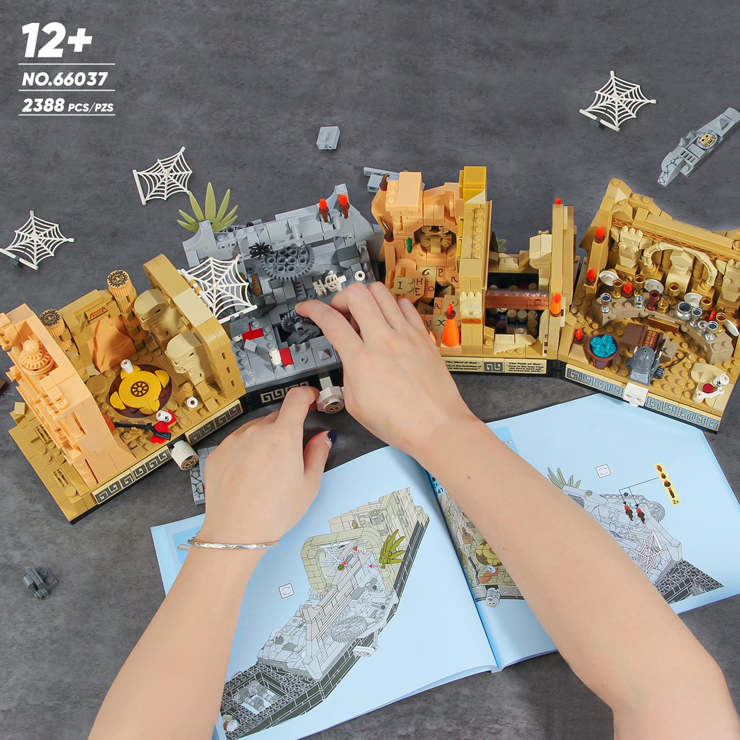 Temple Building Set Ideal for Adult, 5-in-1 Construction Toy Includes Gate, Three Levels and Holy Grail Scene Building Block, Birthday Gift for Kids 8-12 Years Old, 2388Pcs