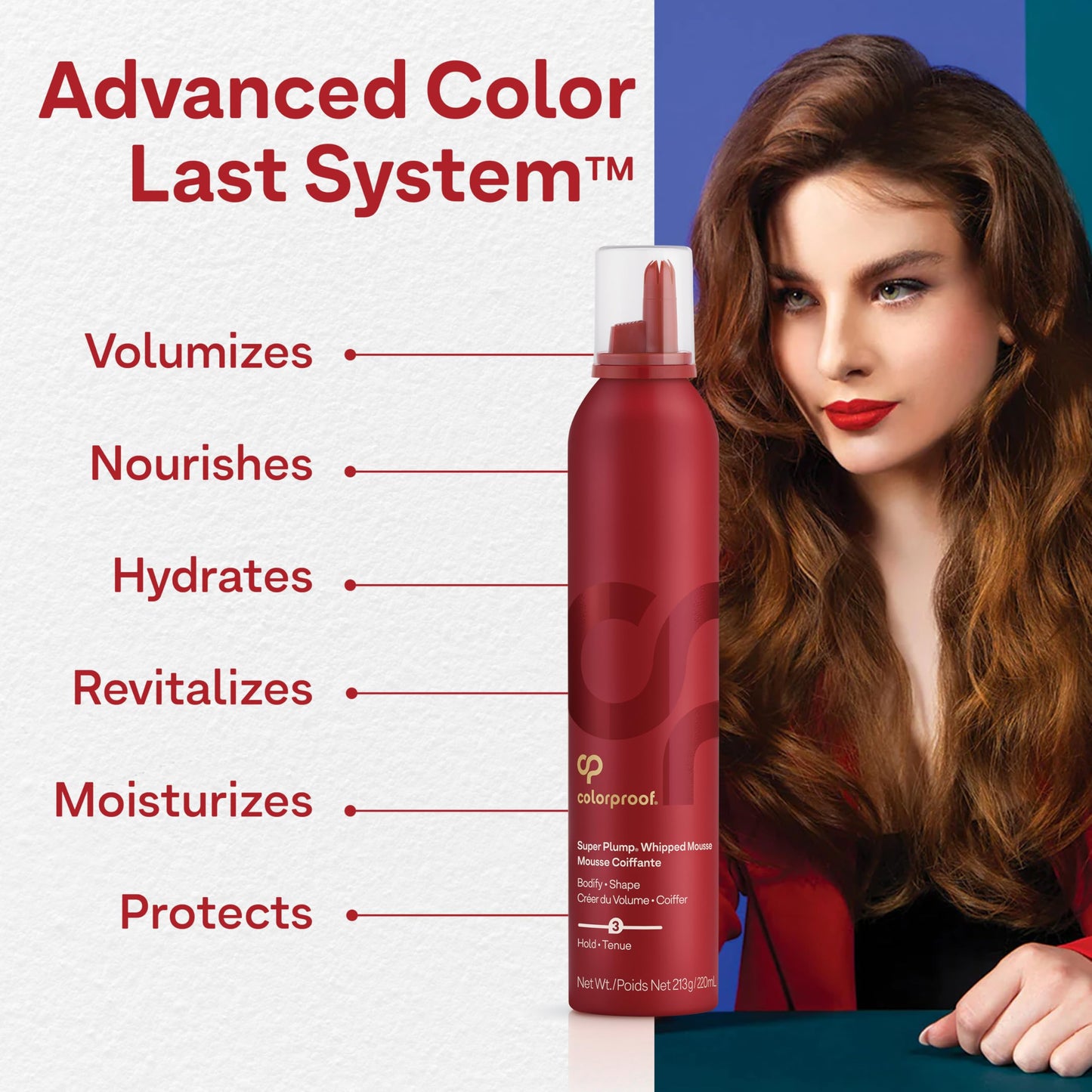 Colorproof Super Plump Whipped Bodifying Hair Mousse 7.5 Fl. Oz. Color-ProtectingMousse for Hair Volume, White Nectarine, Peony & Citrus Scent