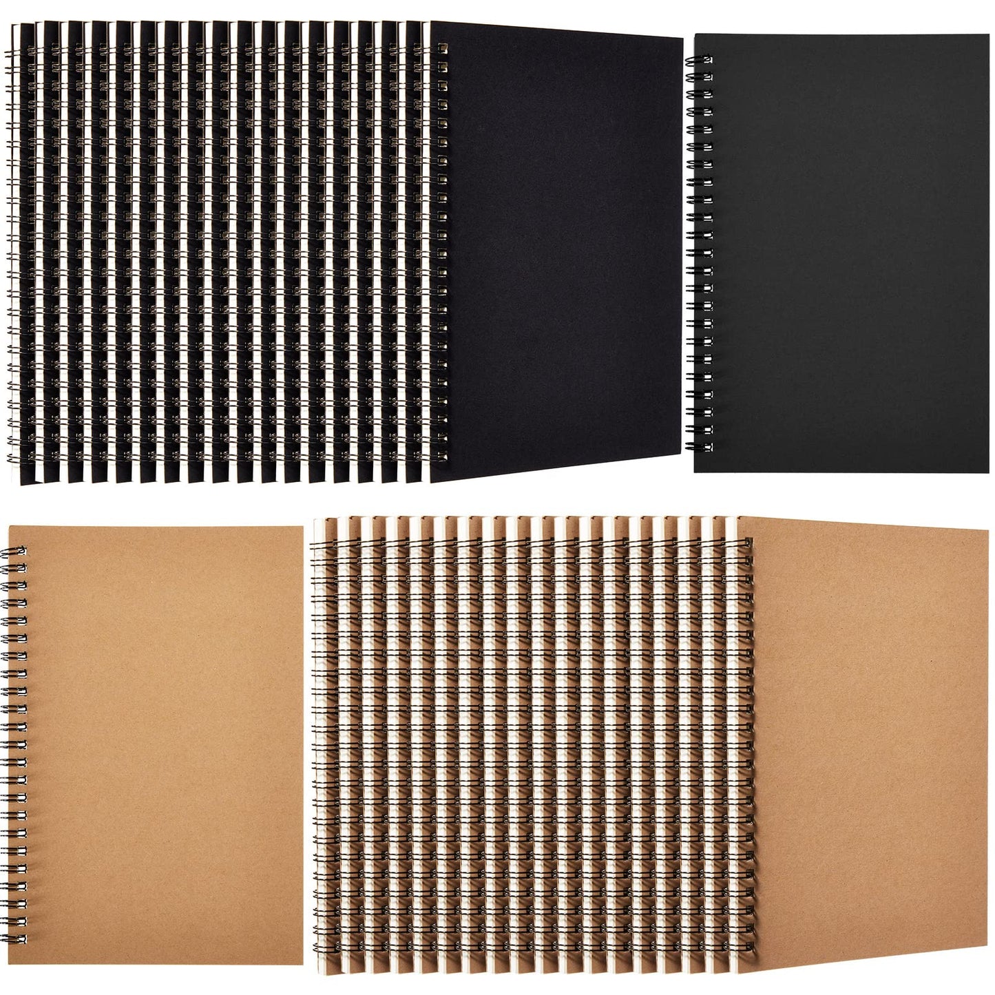 Epakh 36 Pack Blank Spiral Notebook Unlined Notebook Bulk A5 Soft Cover Students Sketchpads Memo Notepad for Drawing Art Back to School Gifts 100 Pages/ 50 Sheets, 8.3 x 5.5 Inches(Black, Brown)
