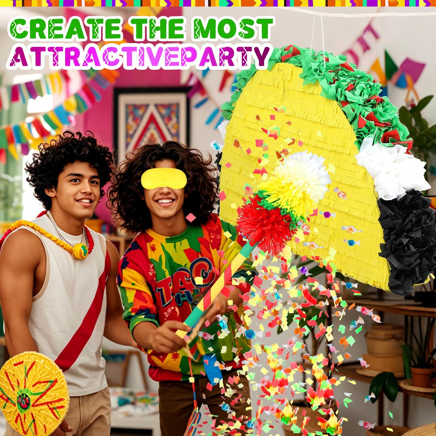 27" Large Taco Piñata for Birthday Party Decoration – Vibrant Cinco de Mayo, Taco Bout a Party, Mexican Theme Bash Taco Tuesday