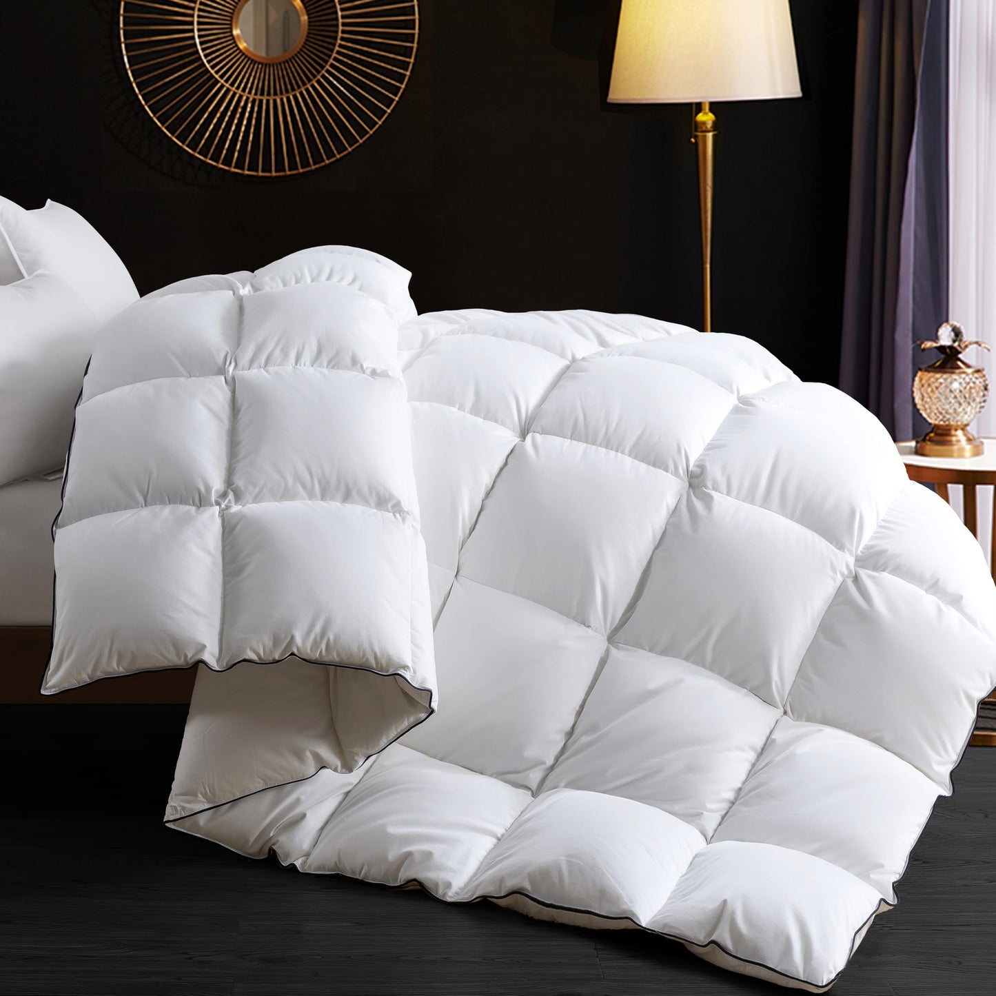 Ubauba King Size Down Duvet Insert - All Season Cool Touch for Hot Sleepers, Premium 100% Cotton Shell Hotel Quality, White 106 x 90 Inch