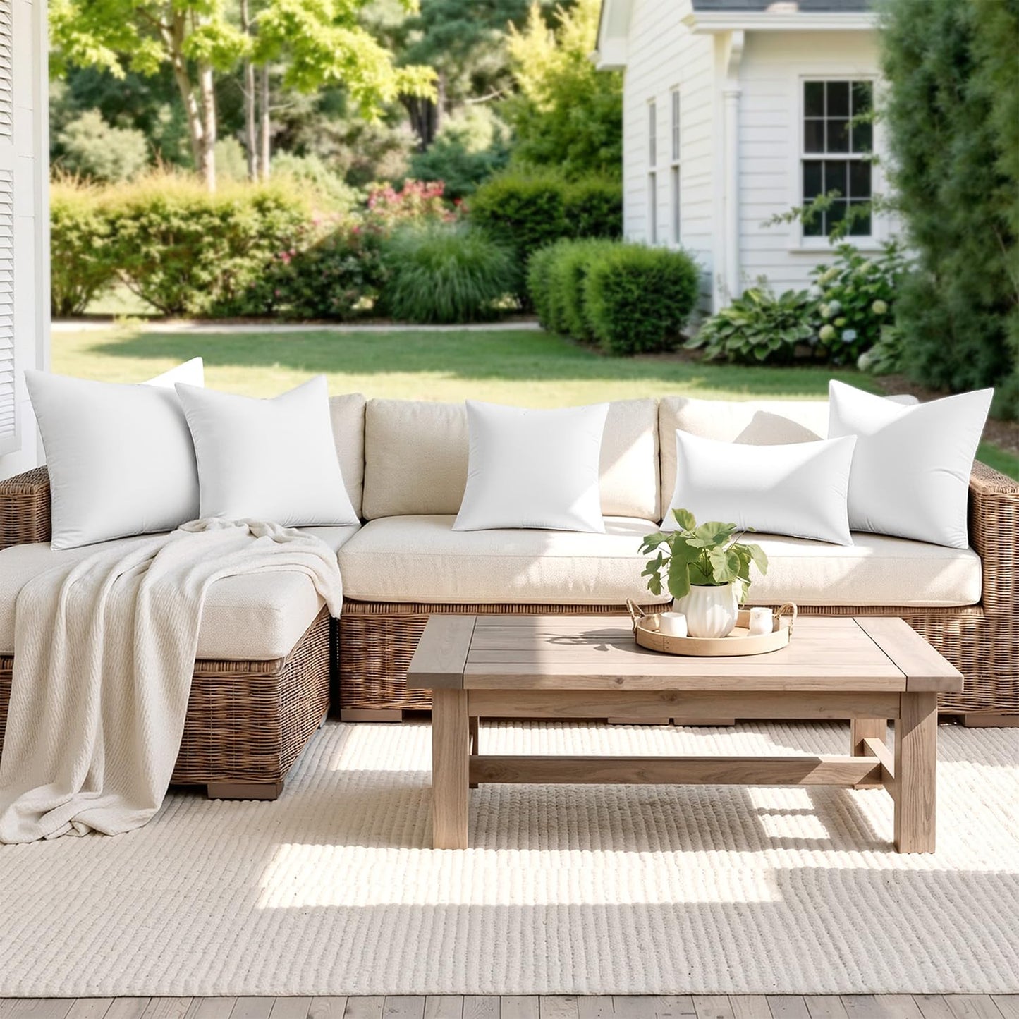 MIULEE Outdoor Pillow Inserts 20x20 Pack of 4 Waterproof Throw Pillow Inserts Decorative 100% Virgin Fibers Filling for Patio Sofa Couch