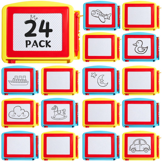24 Pieces Mini Magnetic Drawing Board for Kids Toddler, Erasable Small Doodle Drawing Board Bulk Writing Painting Sketching Pad Toy for Classroom Rewards Party Favors Student Gifts(Classic)