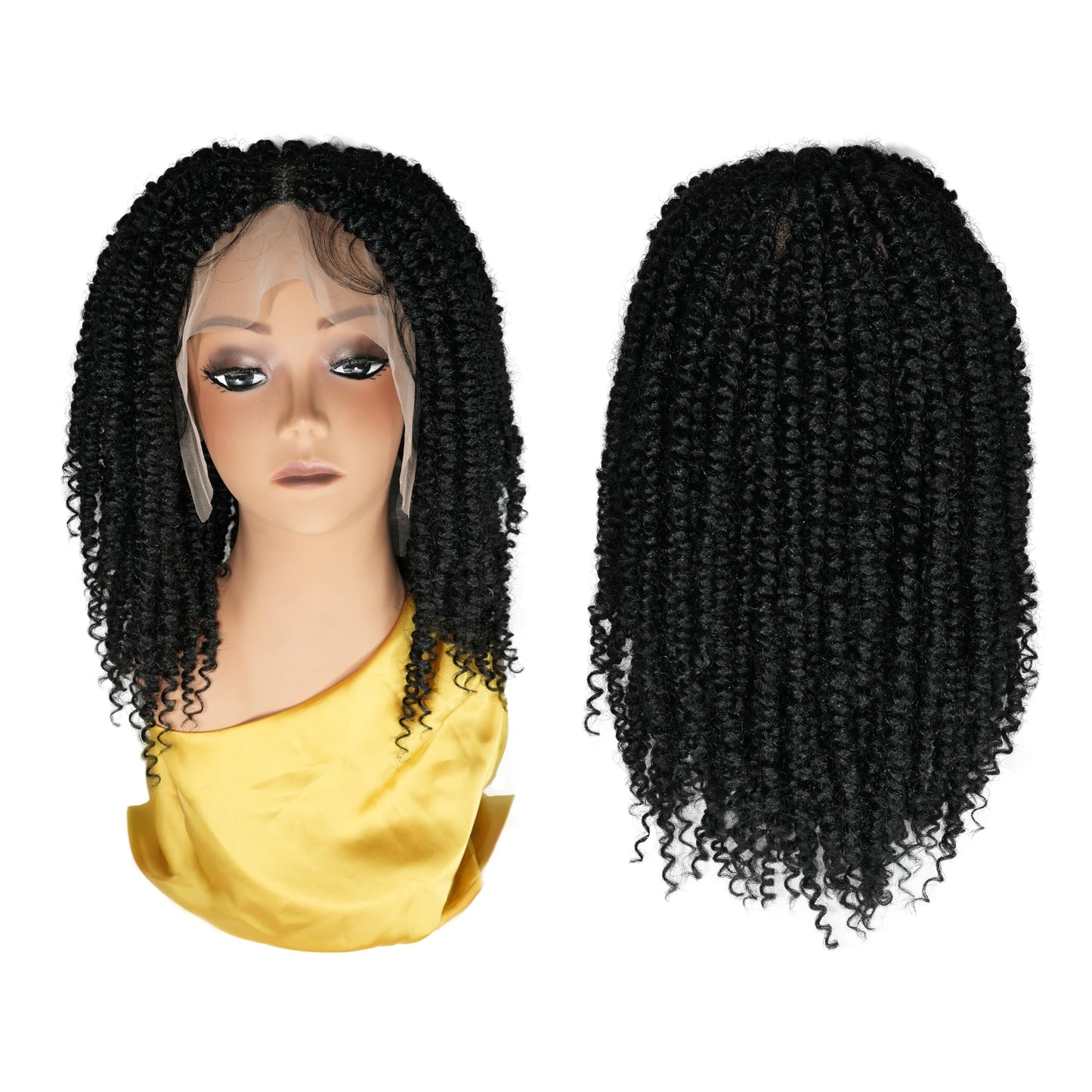 RAHELMO 12” Single Full Lace Wig Passion Twist - Square Parted Knotless Braided Wigs for Black Women - Synthetic HD Lace Wig with Natural Baby Hair (#1 Jet Black)