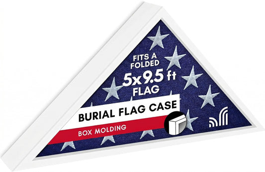 Americanflat Large Flag Display Case for Folded 5x9.5' Burial Flags - Engineered Wood Display Box for Wall or Tabletop - Silhouette Collection - White