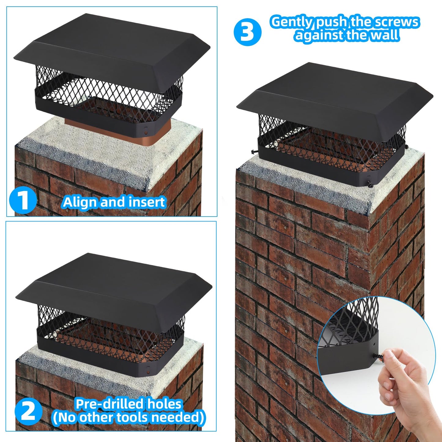 Chimney Cap Chimney Cover,Fireplace Chimney Caps for Outside 9"x13",Chimney Flue Cover Chimney Rain Cap,Roof Rain Guard Chimney Top Protector Cover Chimney Exhaust Vent Cap for Clay Flue Tile Chimney